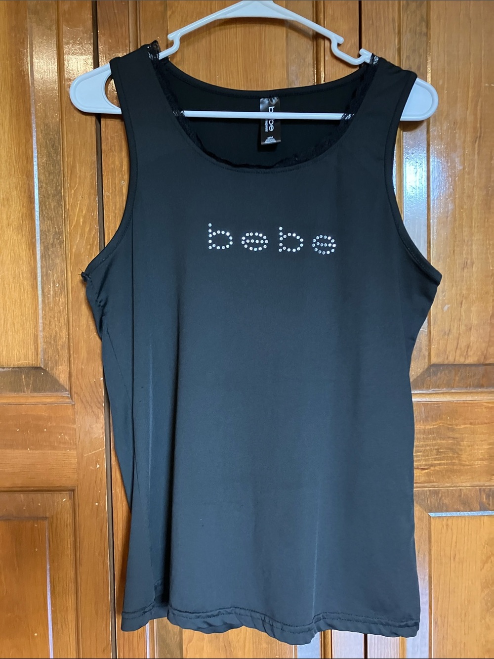 bebe Black Rhinestone Logo Tank-  comes FREE- Hair accessories & lip gloss :) :)